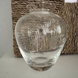 Vintage Princess House Heritage Crystal Small Etched Floral Vase